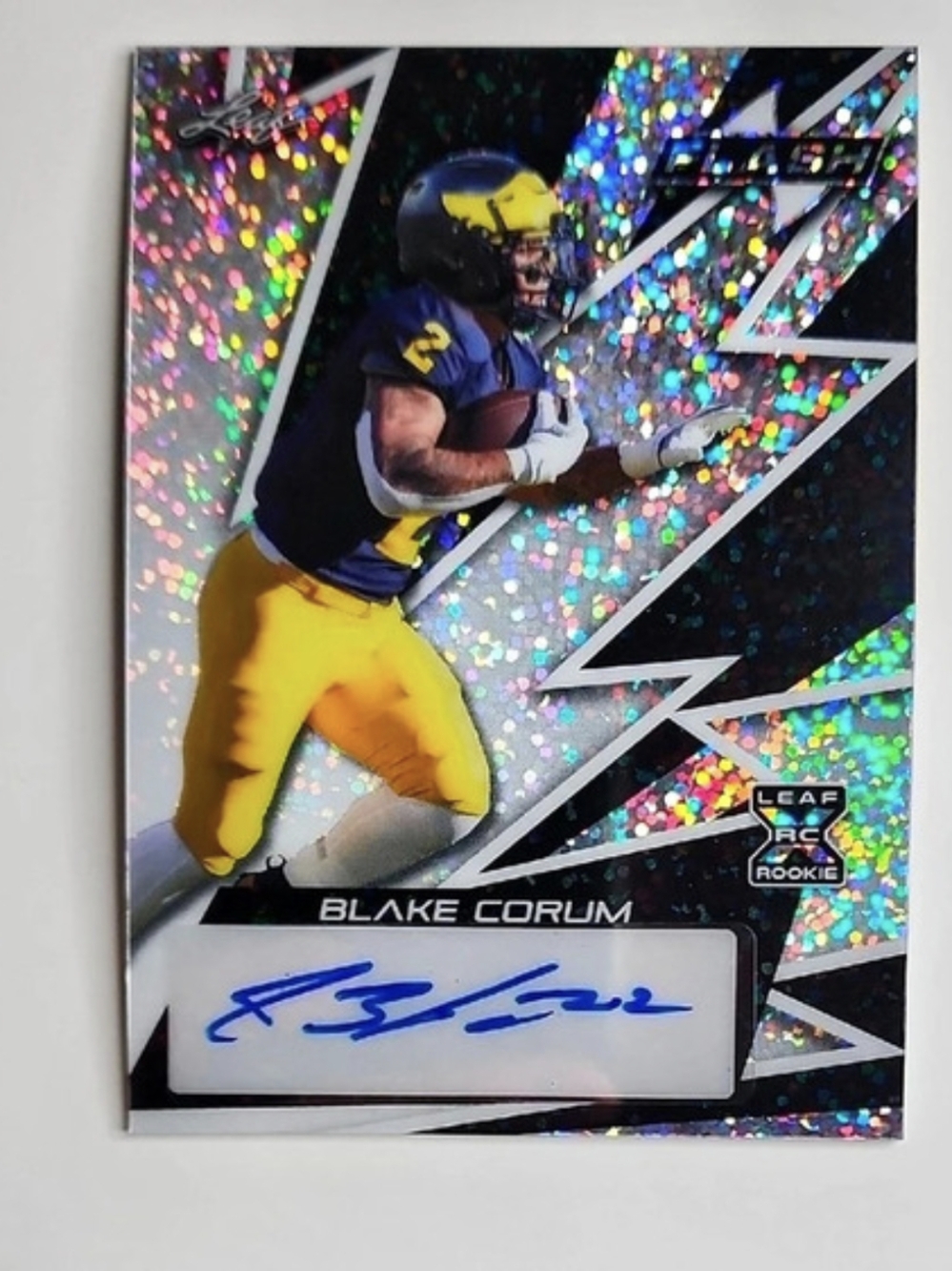 Blake Corum ~ 2024 Leaf ~ Flash ~ Rookie ~ Numbered 6/10 ~ Autograph